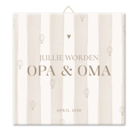 Tegeltje zwangerschapsaankondiging opa en oma