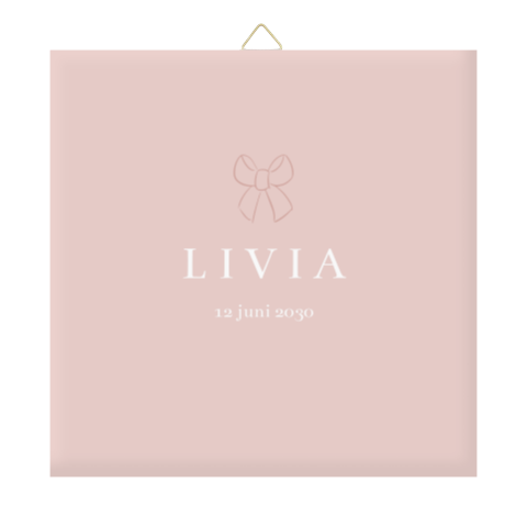 Geboortetegeltje roze met strikje