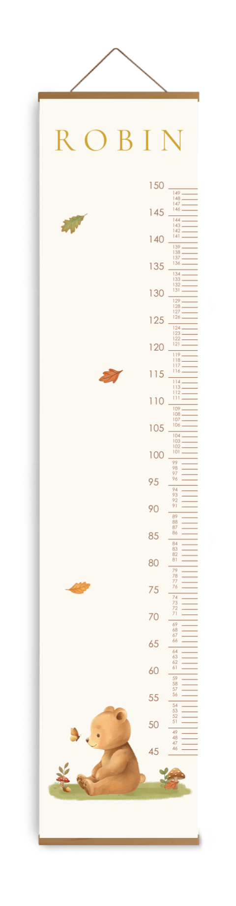 Gepersonaliseerde groeimeter met beertje en vlinder