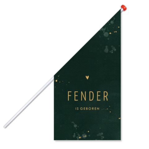 Geboortevlag groen met verfspetters en hartje