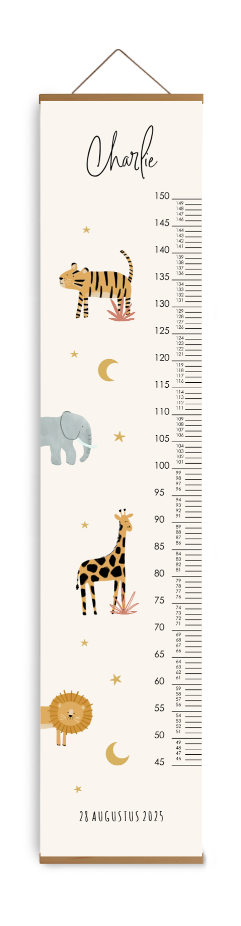 Bewerkbare groeimeter kinderkamer met jungledieren