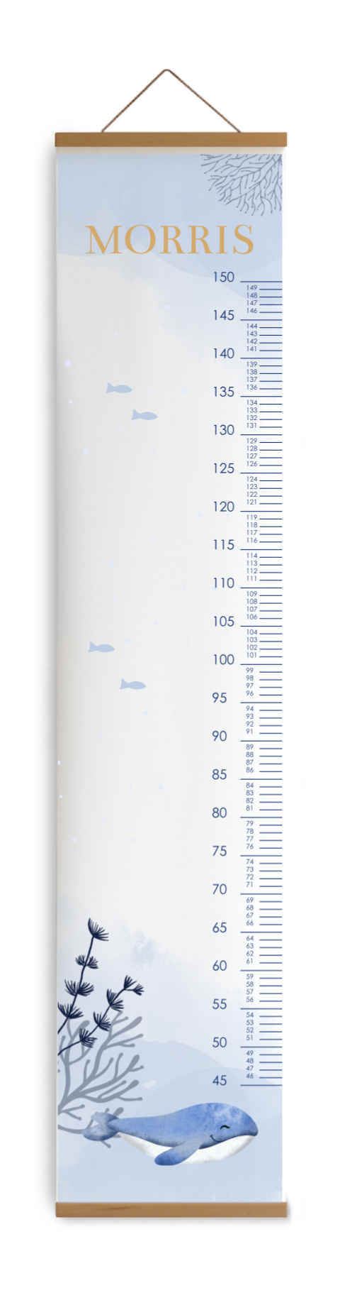 Bewerkbare groeimeter kinderkamer met watercolour en walvis