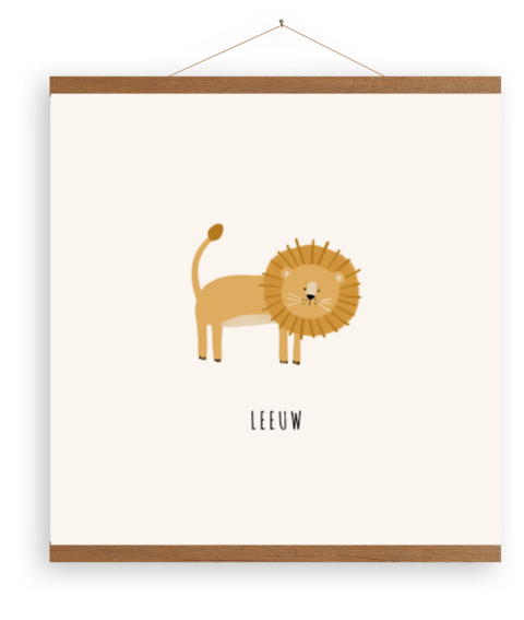 Canvasposter kinderkamer met illustratie van leeuwtje