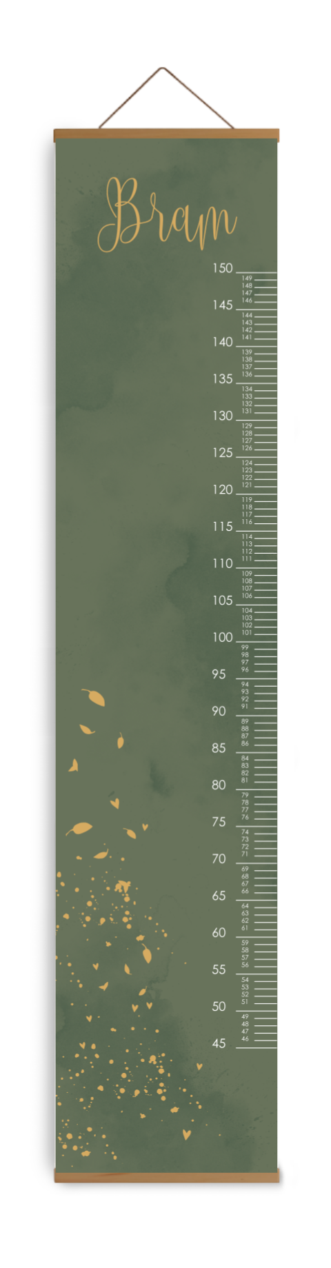 Bewerkbare groeimeter kinderkamer met spetters op groen