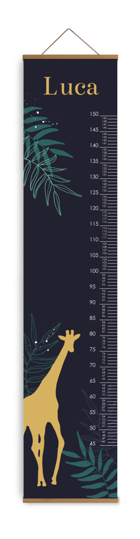 Bewerkbare groeimeter kinderkamer stoer met junglethema