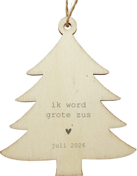Kerst zwangerschapsaankondiging houten kerstboom met tekst