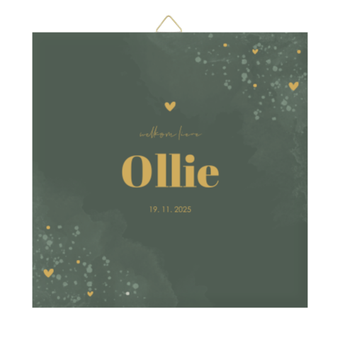 Geboortetegel groen met watercolour