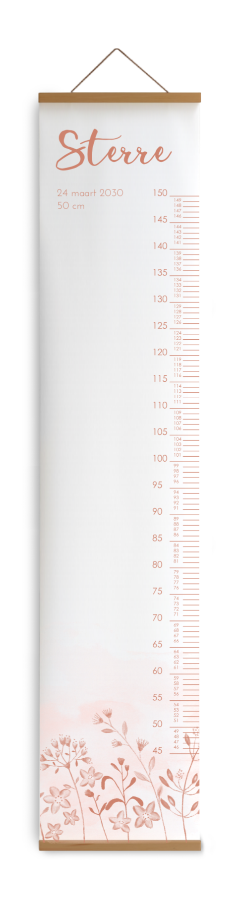 Groeimeter kinderkamer met watercolour bloemetjes