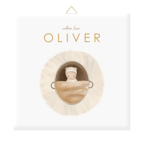 Tegeltje met illustratie van mandje en baby