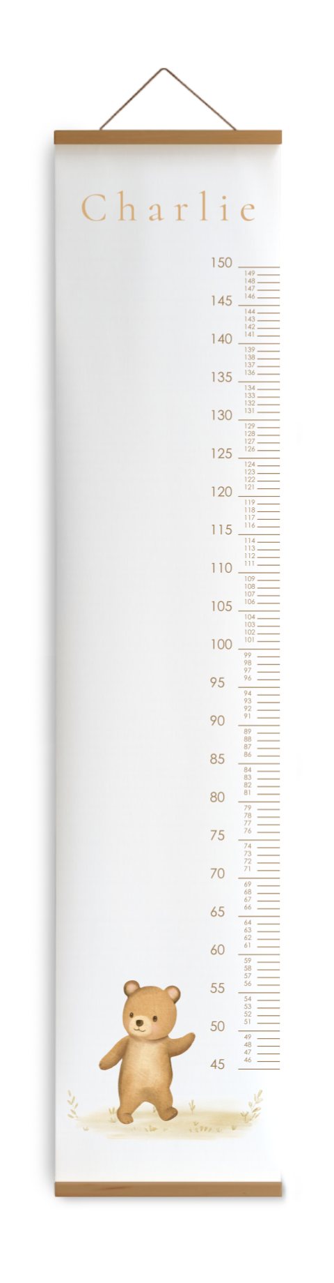 Bewerkbare groeimeter kinderkamer met beertje 