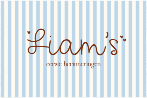 Leuke memorybox (wit) met blauwe strepen en hartjes