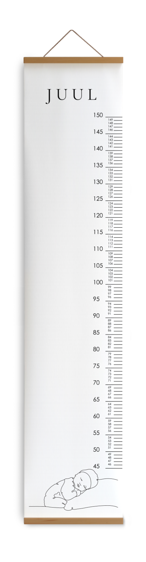 Bewerkbare groeimeter kinderkamer met lijntekening baby