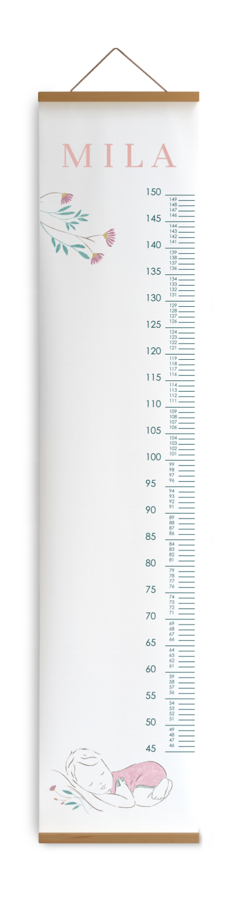 Groeimeter kinderkamer meisje met pastelkleuren en bloemen