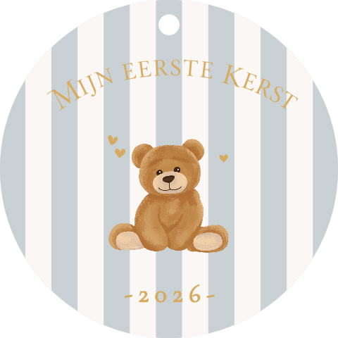 Kersthanger gestreept met beertje mijn eerste kerst
