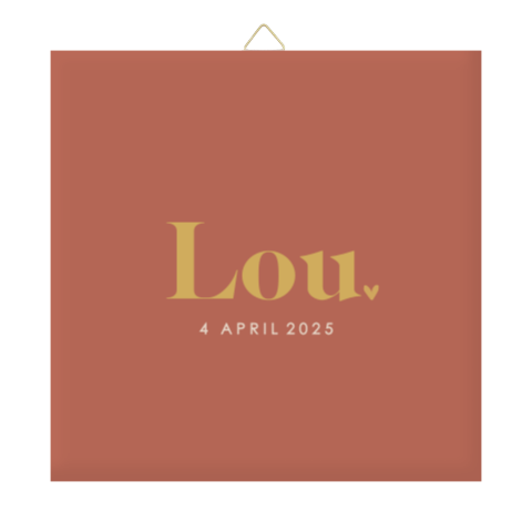 Geboortetegeltje roestkleur met naam