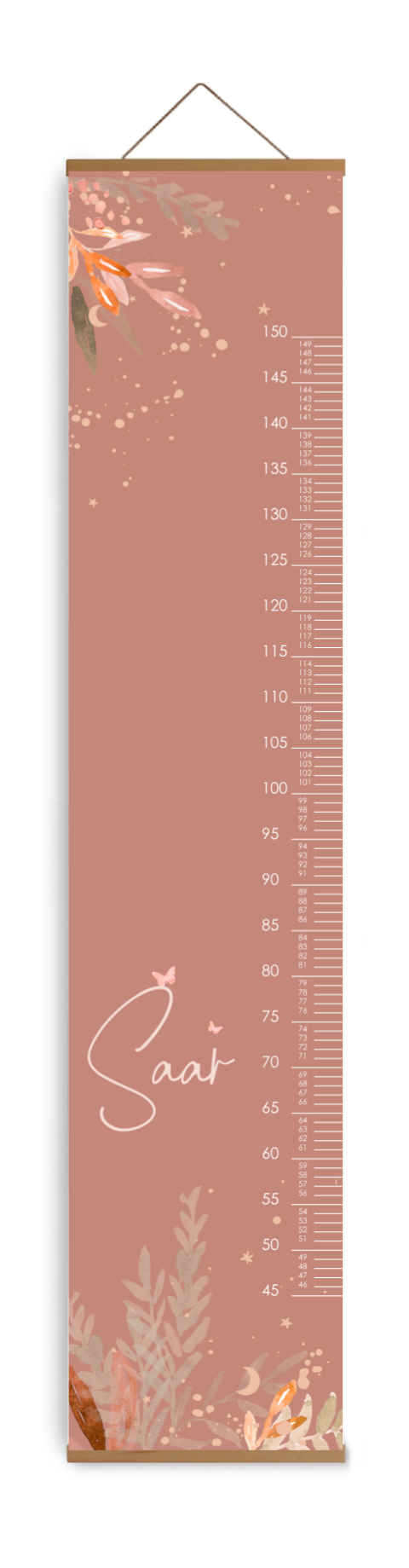 Bewerkbare groeimeter kinderkamer met watercolour bloemen