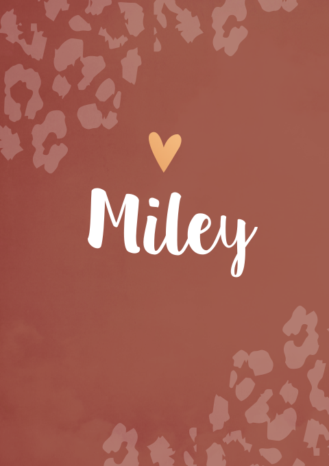 Geboortekaartje Meisje Roestrood Panterprint Koperfolie