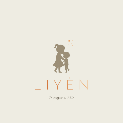 Geboortekaartje jongen silhouet broertje beige