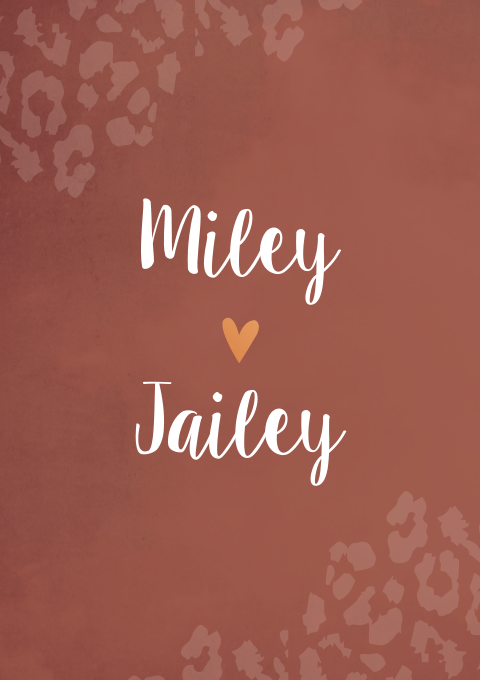 Geboortekaartje Tweeling Roestbruin Panterprint