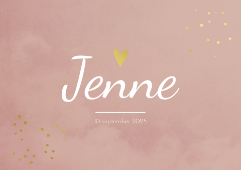 Geboortekaartje meisje gewolkt hartje goudfolie