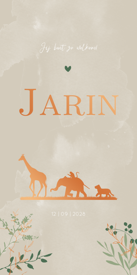 Geboortekaartje Dieren Jungle Jongetje Savanne
