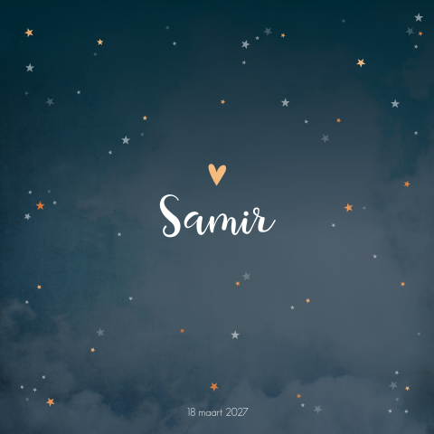 Rouwkaart Jongen Heelal Koper Sterren