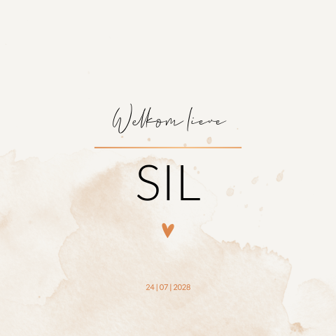 Geboortekaartje jongen beige gewolkt stoer