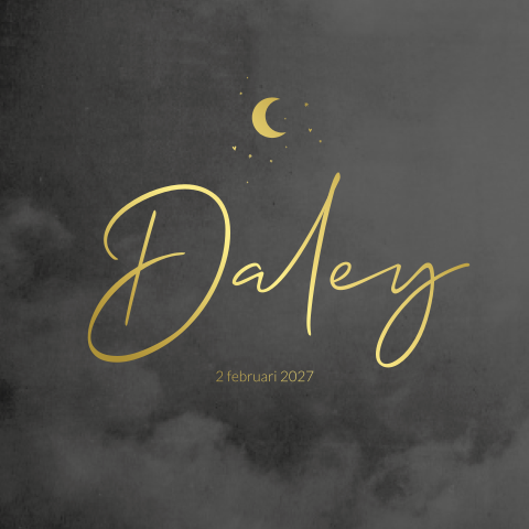 Geboortekaartje zwart jongen maantjes sterretjes