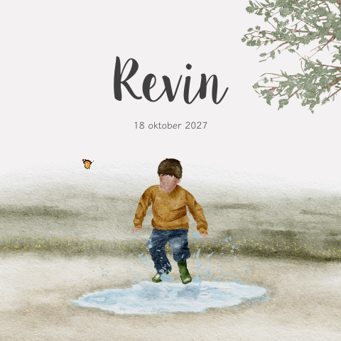 Geboortekaartje Jongen Waterverf Herfst Spring