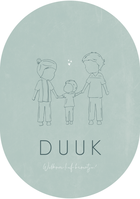 Geboortekaartje ovaal Broertjes Lijntekening