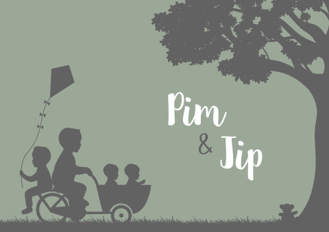 Geboortekaartje Tweeling Bakfiets Gezin Groen