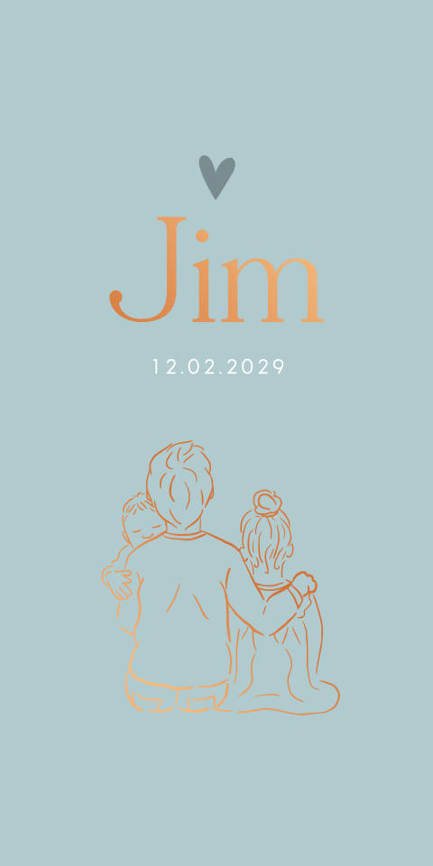 Geboortekaartje Jongen Lijntekening Babyblauw