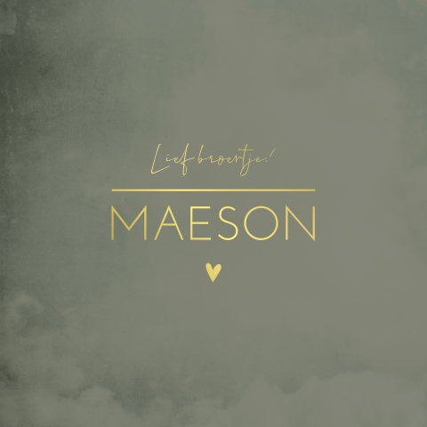 Geboortekaartje jongen groen goudfolie