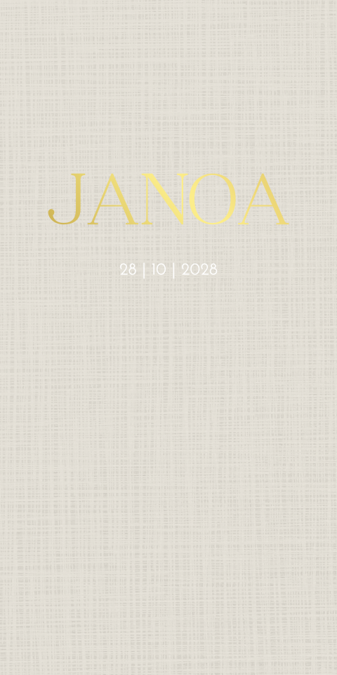 Geboortekaartje Beige Linnen Goudfolie Tijdloos