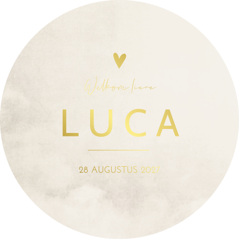 Geboortekaartje Jongen Rond Goudfolie Beige