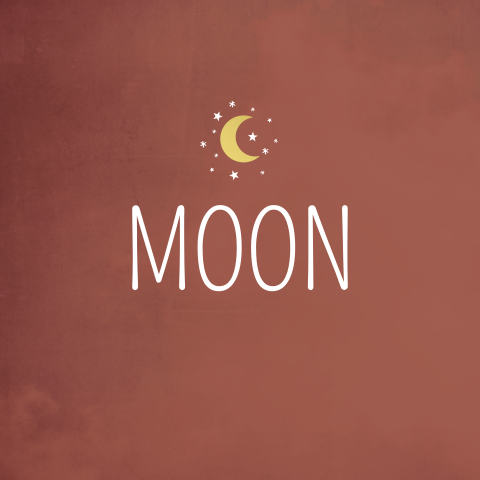 Geboortekaart meisje roest bruin heelal maan sterren