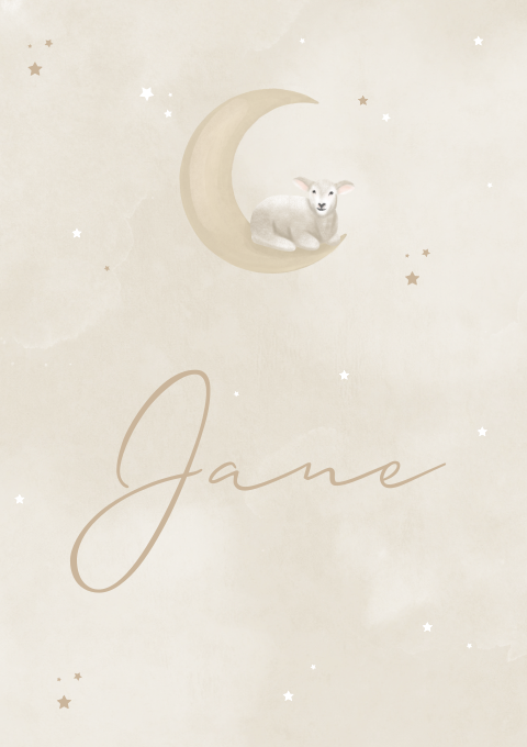 Geboortekaartje Meisje Schaap Maan