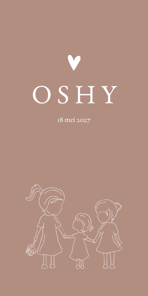 Geboortekaartje Meisje Roze Lijntekening Illustratie