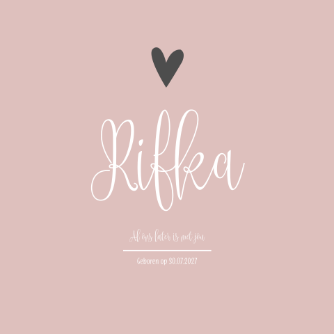 Geboortekaart meisje roze grijs hartjes