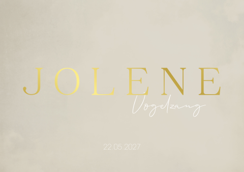 Geboortekaartje meisje goudfolie beige
