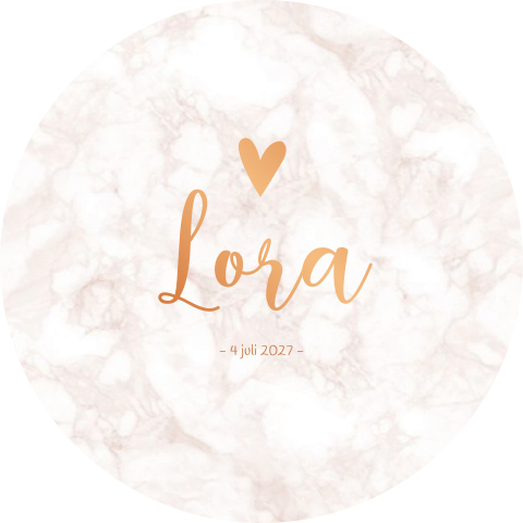 Geboortekaartje Meisje Koperfolie Marmer Rond