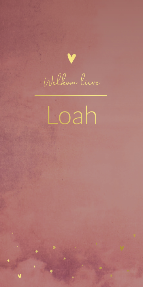 Geboortekaartje meisje roze goud