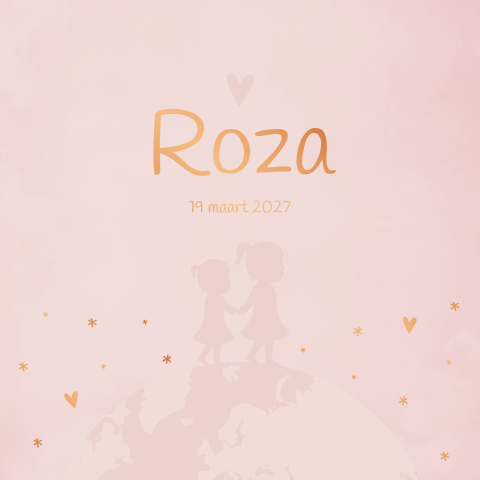 Geboortekaartje Meisje Wereldbol Koper Illustratie