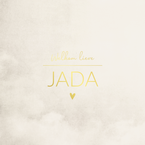 Geboortekaartje meisje beige hartje goudfolie