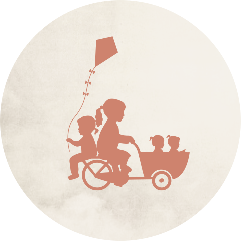 Sticker sluitzegel beige bakfiets tweeling