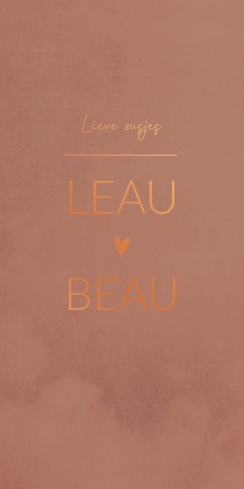 Geboortekaartje Tweeling Roze Koperfolie Modern