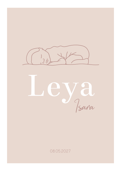 Geboortekaartje Roze Illustratie Baby Hartje