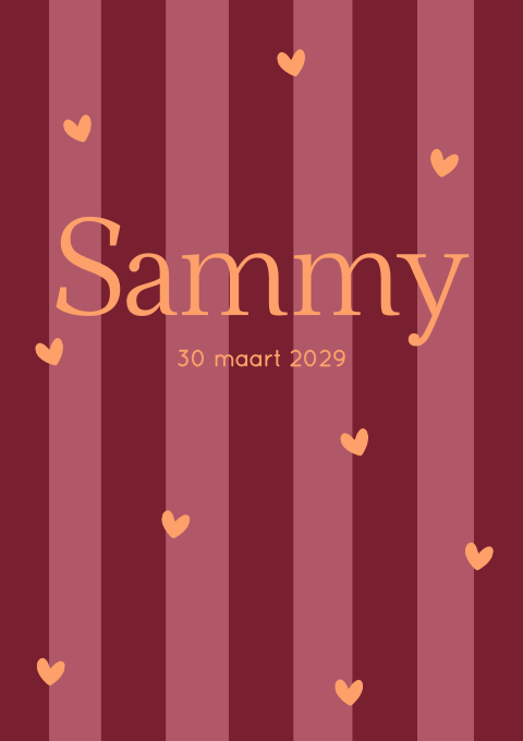 Geboortekaartje Meisje Strepen Hartjes