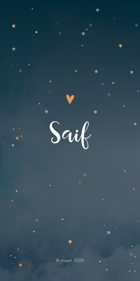 Geboortekaartje Sterretjes Heelal Donkerblauw