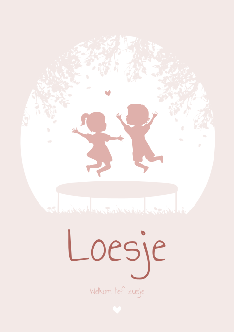 Geboortekaartje Meisje Roze Trampoline